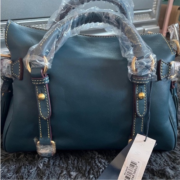 Dooney & Bourke Blue Leather Satchel - Picture 3 of 5